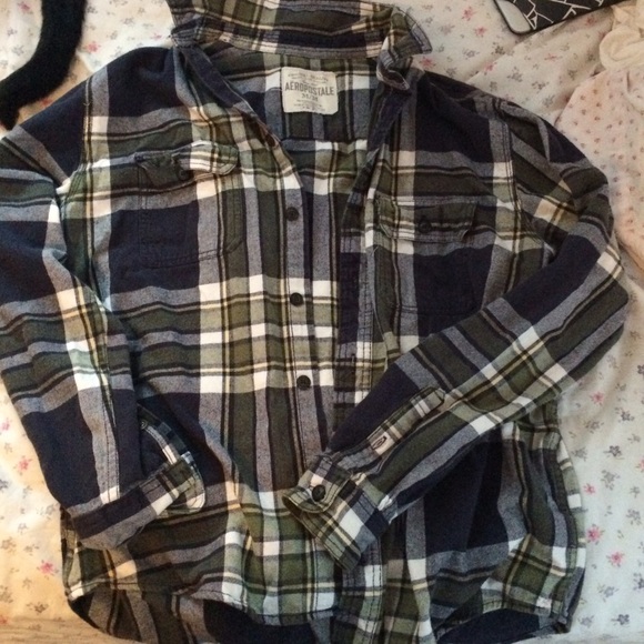 Green and blue Aeropostale flannel shirt