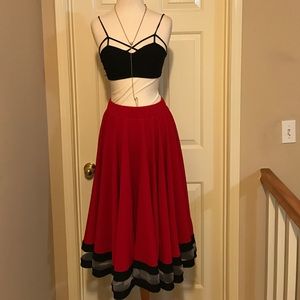 Midi Skirt Trimmed with Net and Cotton Fabric