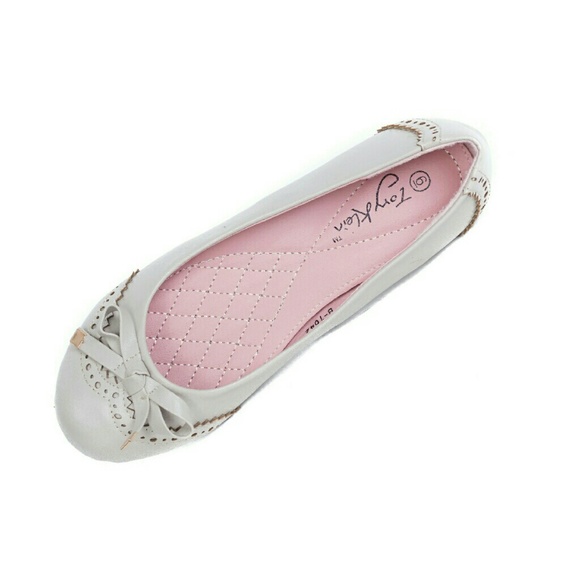 Women Ballet Flats with bow, b-1642, Grey - Picture 2 of 4