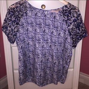 Blue Chiffon Short Sleeve Top