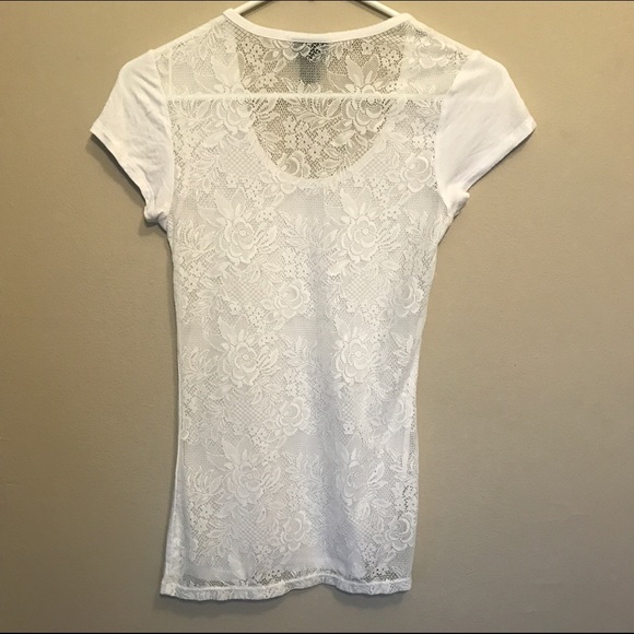 Rue 21 Lace Back White Tee - Picture 4 of 4