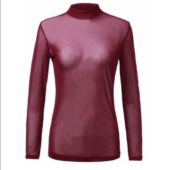 Burgundy sheer top