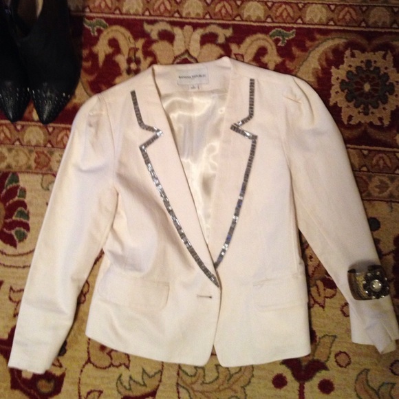 Banana Republic Cream Blazer with beaded trim