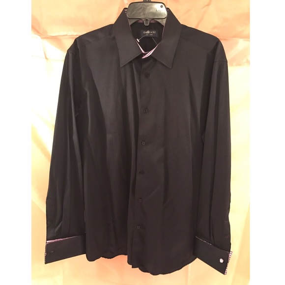 Men's Domani Black Dress Shirt with Cuffs