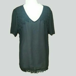 Plus size black top with lace