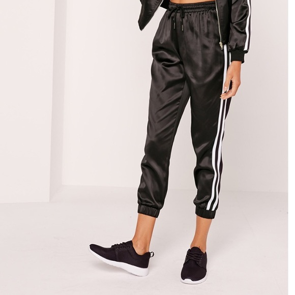 Black and white track pants