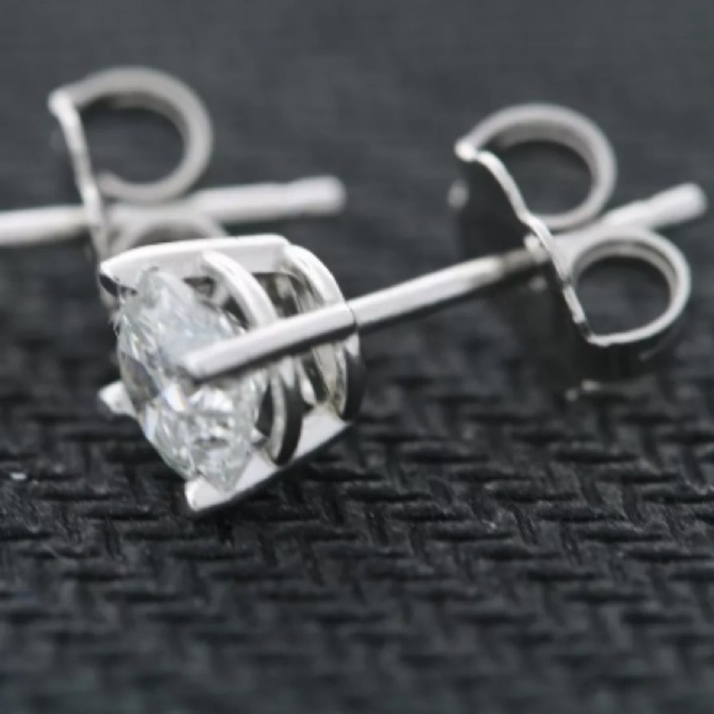ONE LEFTπ1.0CT Diamond 14K White Gold Studs - Picture 2 of 5
