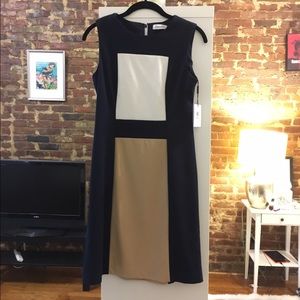 NWT Calvin Klein colorblock sheath suit dress