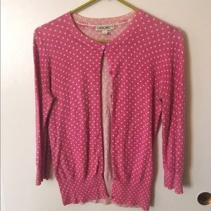 Pink & white polka dot cardigan