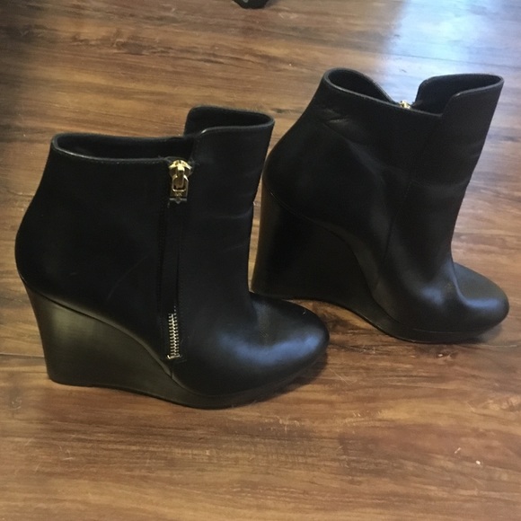 Michael Kors black wedge booties