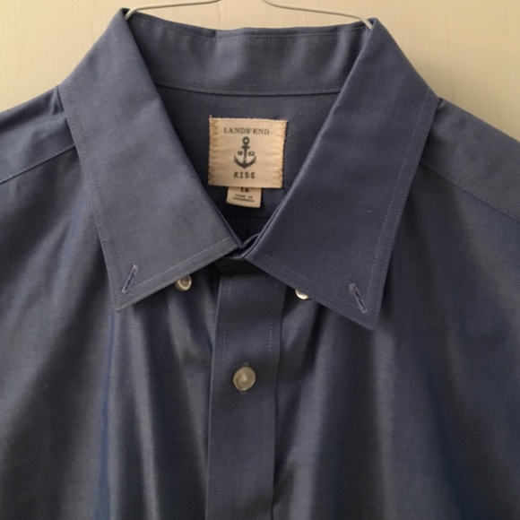 LIKE NEW Boys Lands End Cotton Oxford Button Down - Picture 2 of 5