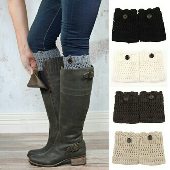 Crocheted button boot toppers