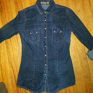 F21 Button down denim top