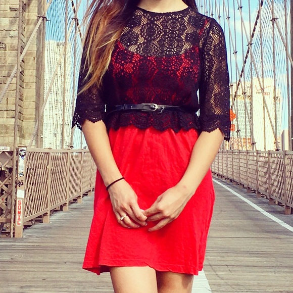 H&M, all black and laced semi cropped top