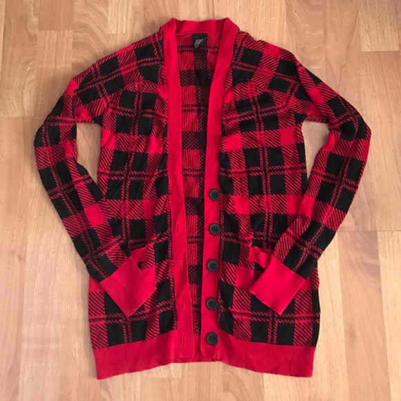 Red Plaid Light Cardigan