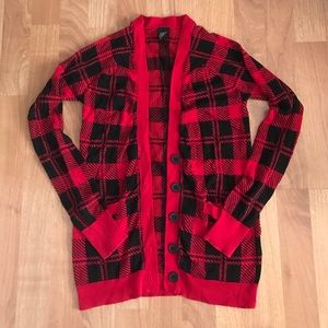 Red Plaid Light Cardigan