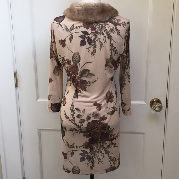 Kookai Sheer Tunic Top with Faux Fur Collar - Picture 2 of 3