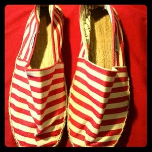 Soludos red stripe canvas slip ons size Euro 38