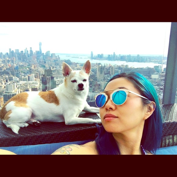 Quay Style Mirrored Blue White Aviator Sunglasses