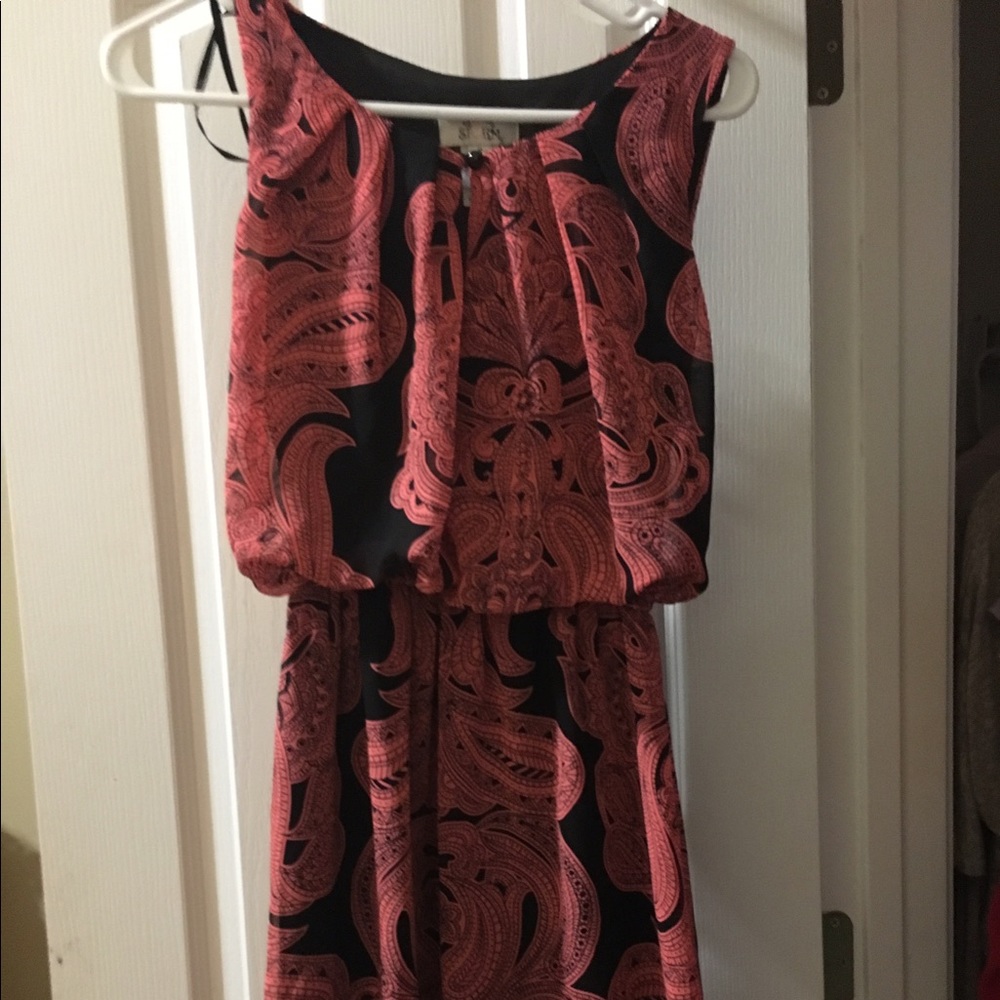 Coral and Black Dress