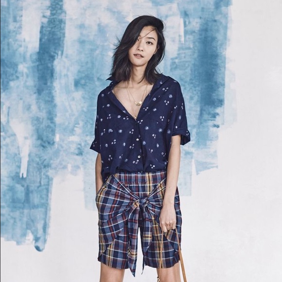 Madewell Plaid Tie-front Short