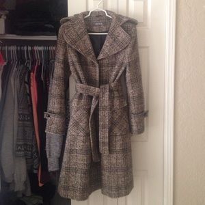 Tan & Black Long Peacoat