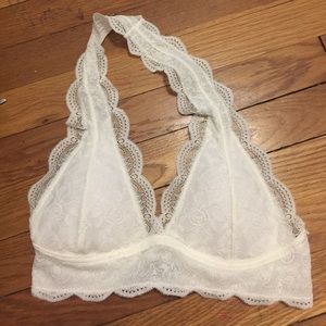 white lace halter bralette