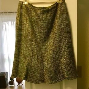 Flirty Green Tweed Skirt with a scalloped hem.