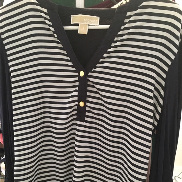 Michael Kors chiffon and cotton navy blouse