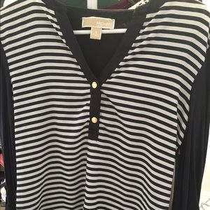 Michael Kors chiffon and cotton navy blouse