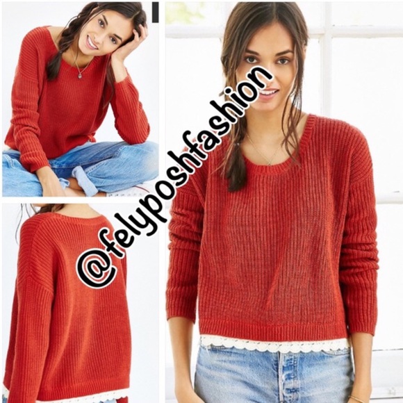 Urban Outfitters Lace Trim Bottom Sweater