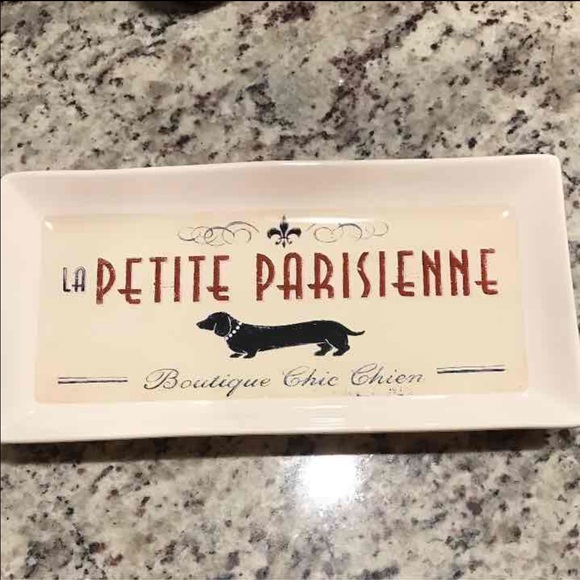 Dachshund dog vintage look ceramic tray