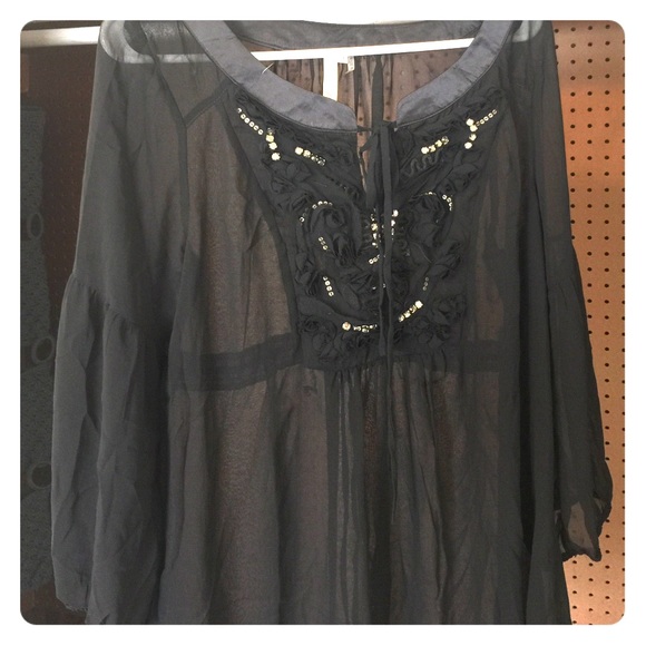 Sheer black blouse with beautiful design