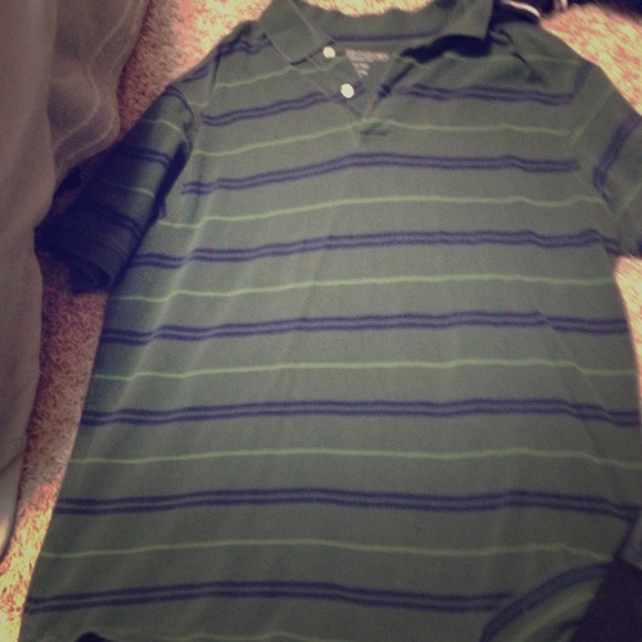 Men's green striped polo