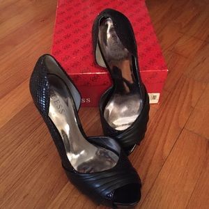Black Guess peep toe heels