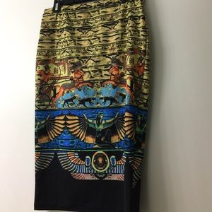 Multicolor high waist vintage print skirt