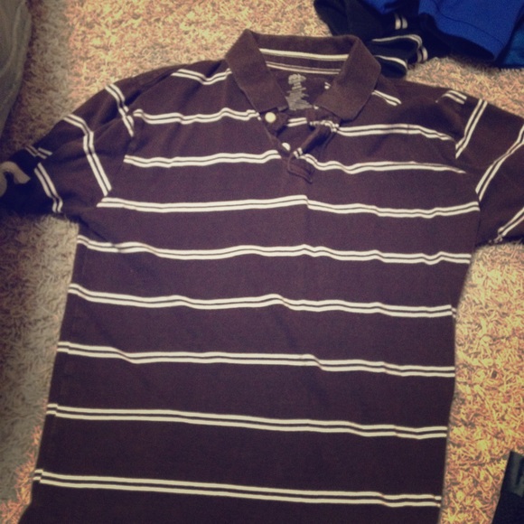 Men's brown striped polo