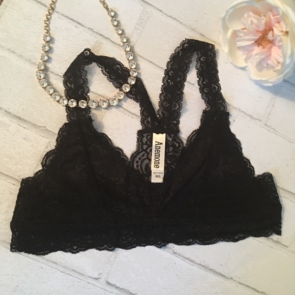 Racerback Lace Bralette Black White or Burgundy - Picture 2 of 4