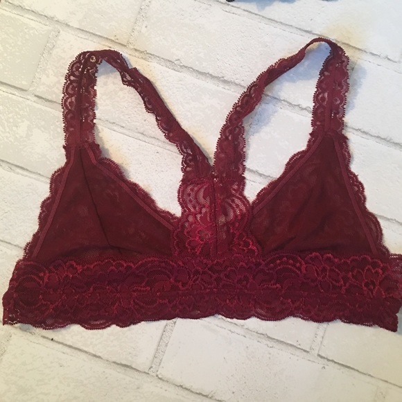 Racerback Lace Bralette Black White or Burgundy - Picture 3 of 4