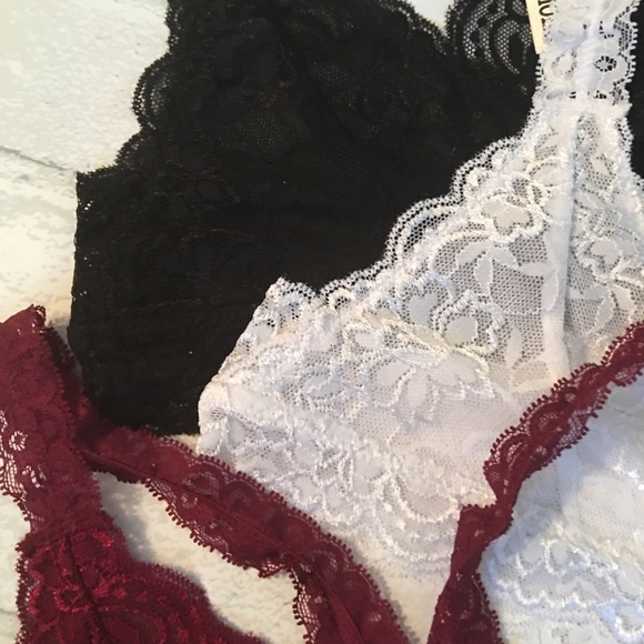 Racerback Lace Bralette Black White or Burgundy - Picture 4 of 4