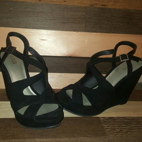 a. n. a Shoes - Black Wedges - worn once!