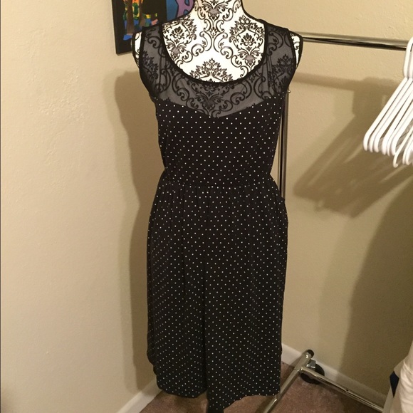 torrid Dresses & Skirts - Illusion neckline polka dot dress Torrid