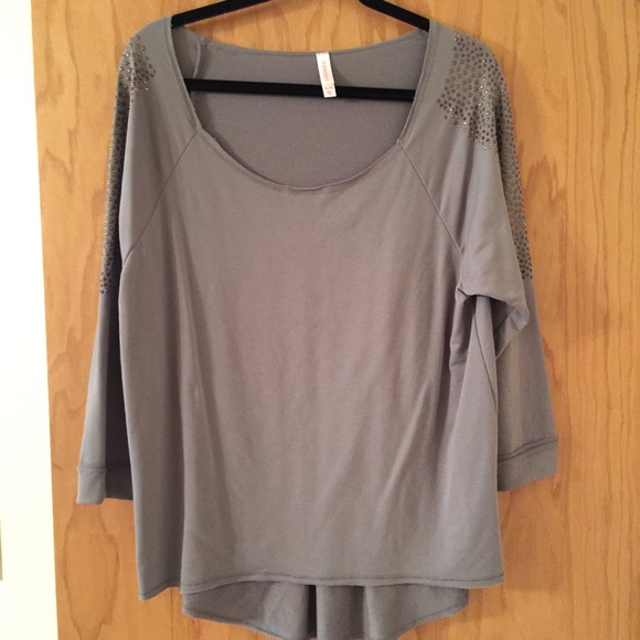 Grey Casual Top with Bronze and Gold Detail