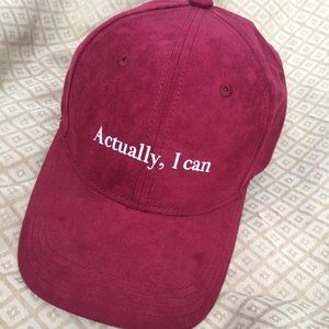 Faux Suede "Actually, I Can" Baseball Cap