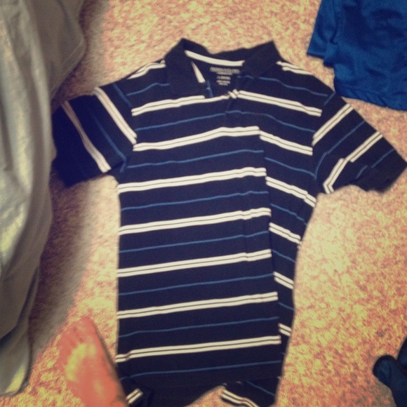 Men's Navy blue striped polo