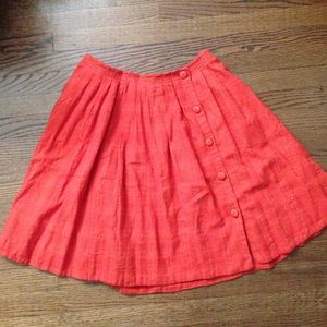Anthropologie Orange Asymmetrical Buttoned Skirt
