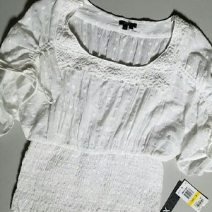 White cotton Swiss dot bouse