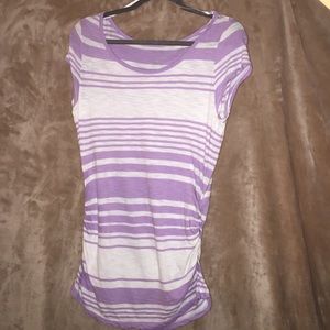 Purple and White striped Top