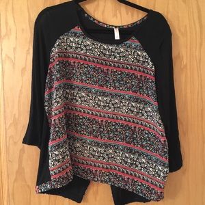 Black and Flower Detailed Top