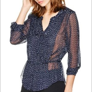 Aritzia Babaton Emmett Blouse in Navy/Ceramic
